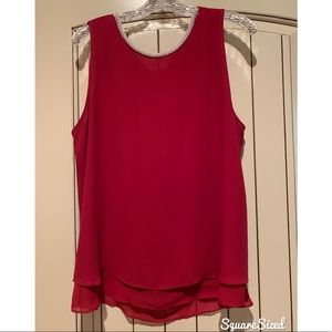 Chiffon Tank Top with pearl trim